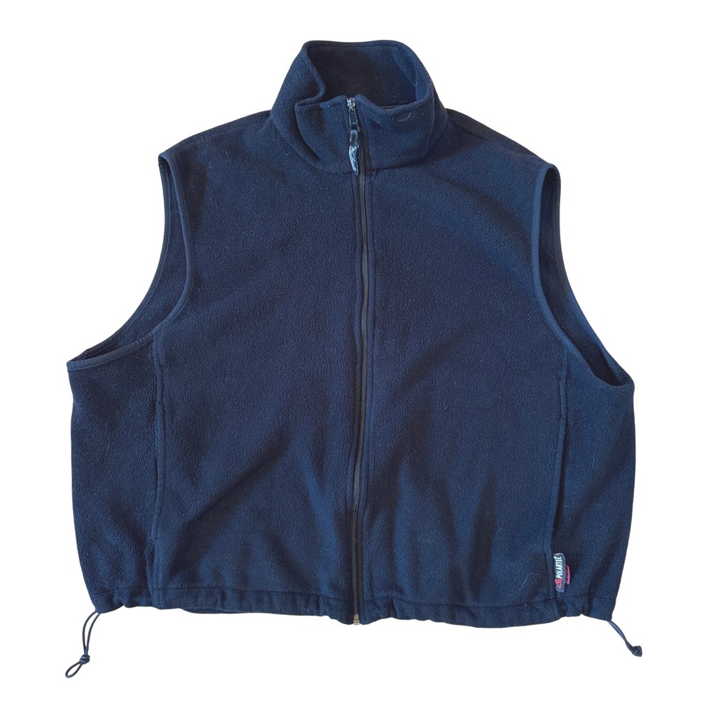 VTG! Woolrich Fleece Black Vest Polartec‎ Full Zip Outdoor Mens 2XL Y2K Retro